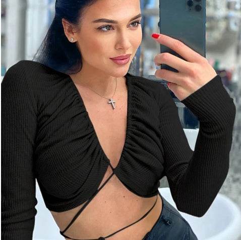 Strapless Crop Top T Shirt Women Sexy Slim-fit Short Coat - Mubimart