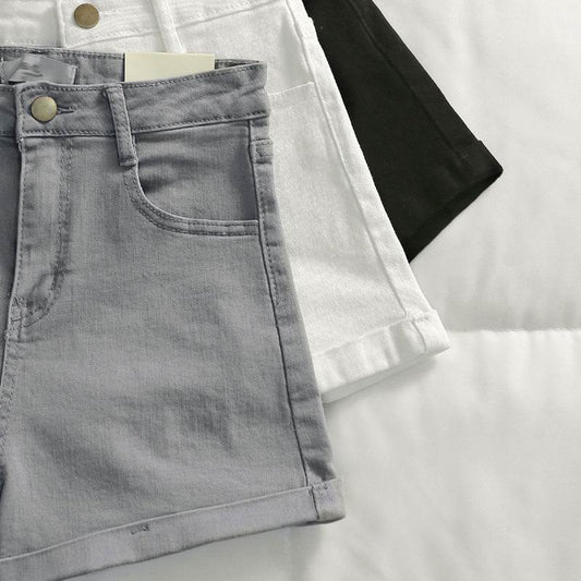 Denim Shorts Women Size Plus Small Size Wild Simple Package Hip Elastic - Mubimart