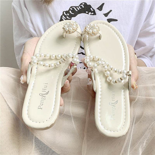 Summer New Style Korean Pearl Slipper - Mubimart