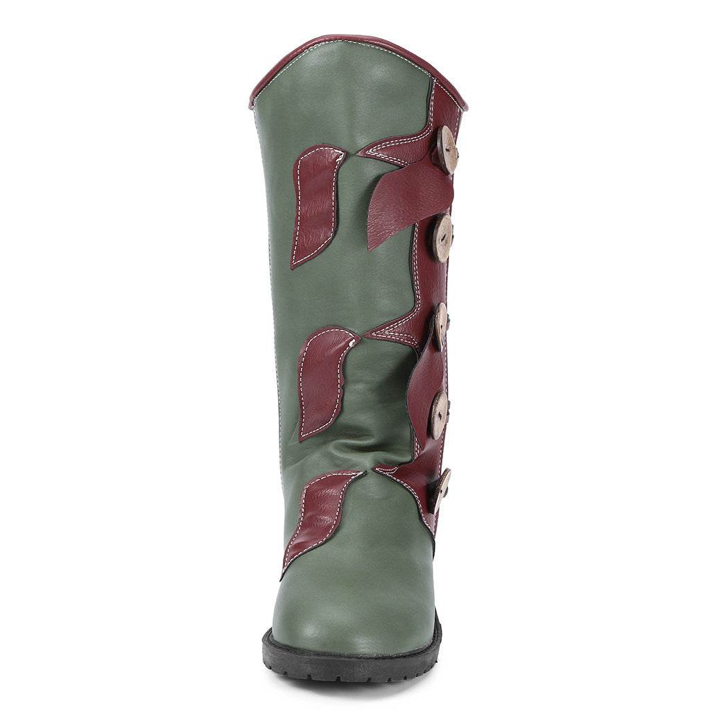 Women's Fashion Mid-Boots Color Matching Women Boots - Mubimart