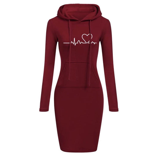 Autumn Winter Women Hoodies Sweatshirts Long-sleeved Dress - Mubimart