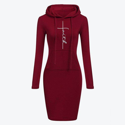 Autumn Winter Women Hoodies Sweatshirts Long-sleeved Dress - Mubimart