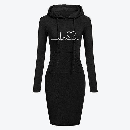 Autumn Winter Women Hoodies Sweatshirts Long-sleeved Dress - Mubimart