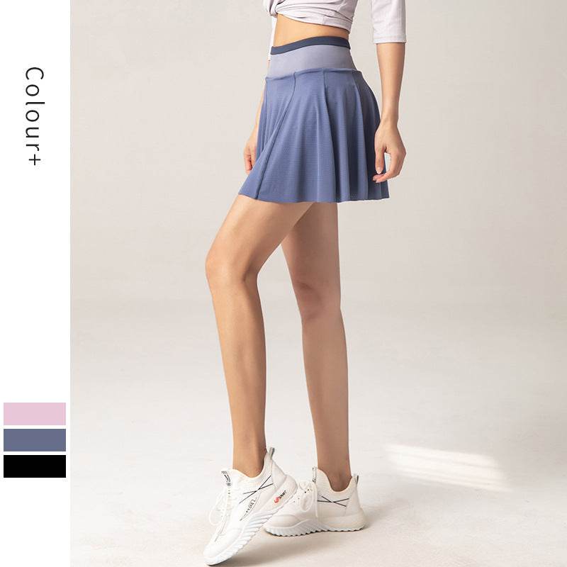 Workout Clothes Sports Short Skirt Female Pleated Fake Two-Piece Badminton Shorts - Mubimart