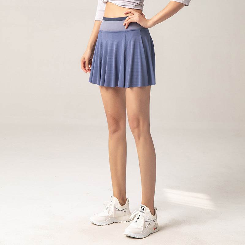 Workout Clothes Sports Short Skirt Female Pleated Fake Two-Piece Badminton Shorts - Mubimart