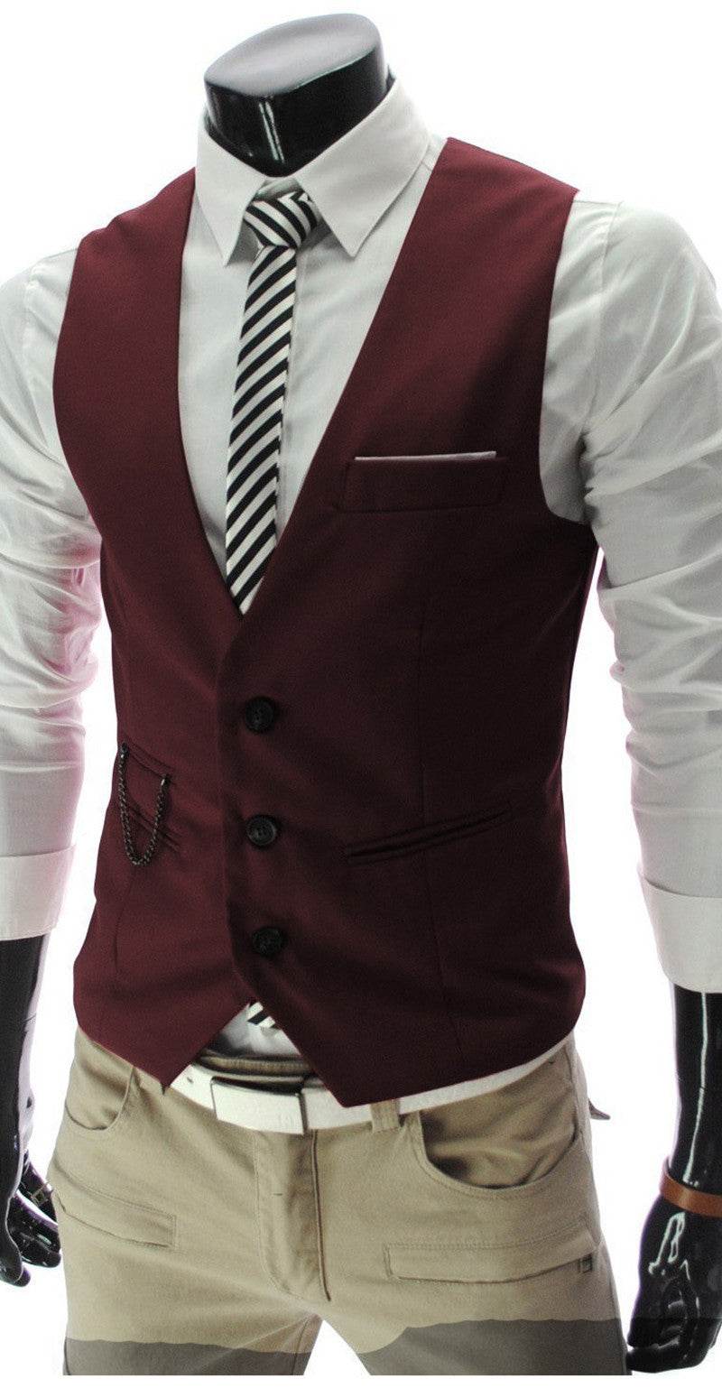 Men's Casual Suit Vest British Slim Waistcoat Vest - Mubimart
