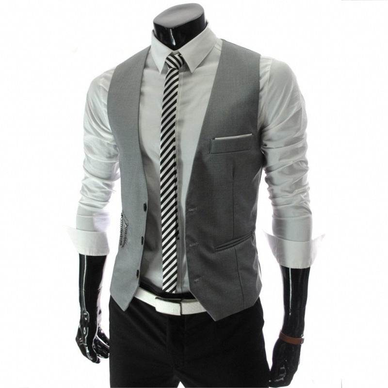 Men's Casual Suit Vest British Slim Waistcoat Vest - Mubimart