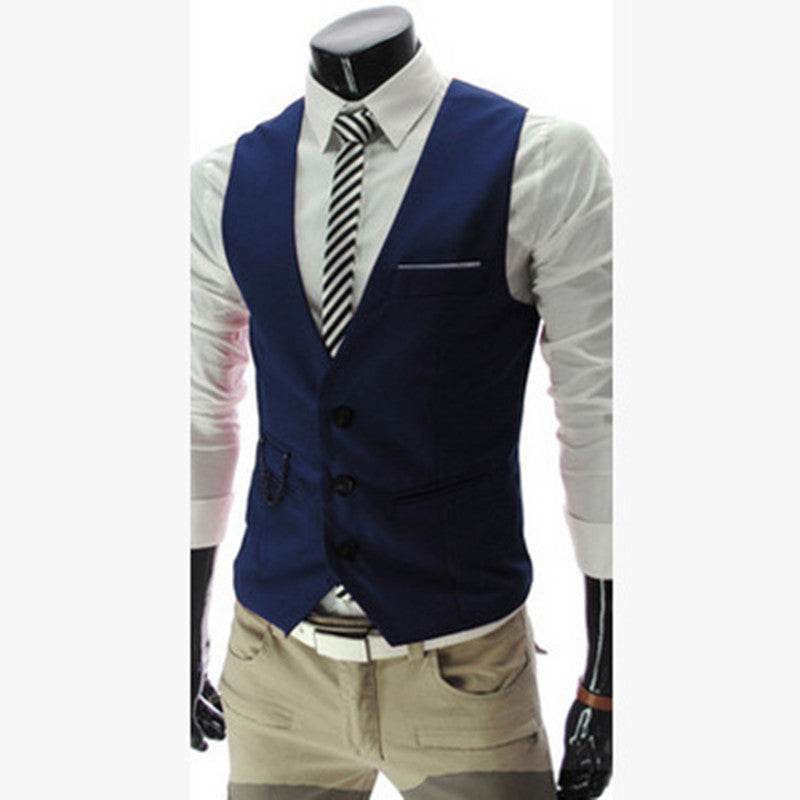 Men's Casual Suit Vest British Slim Waistcoat Vest - Mubimart