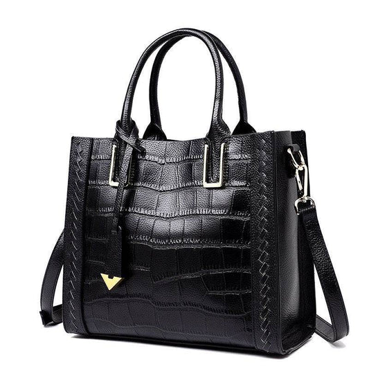 Pattern Woven Handbag Women Leather Handbags - Mubimart