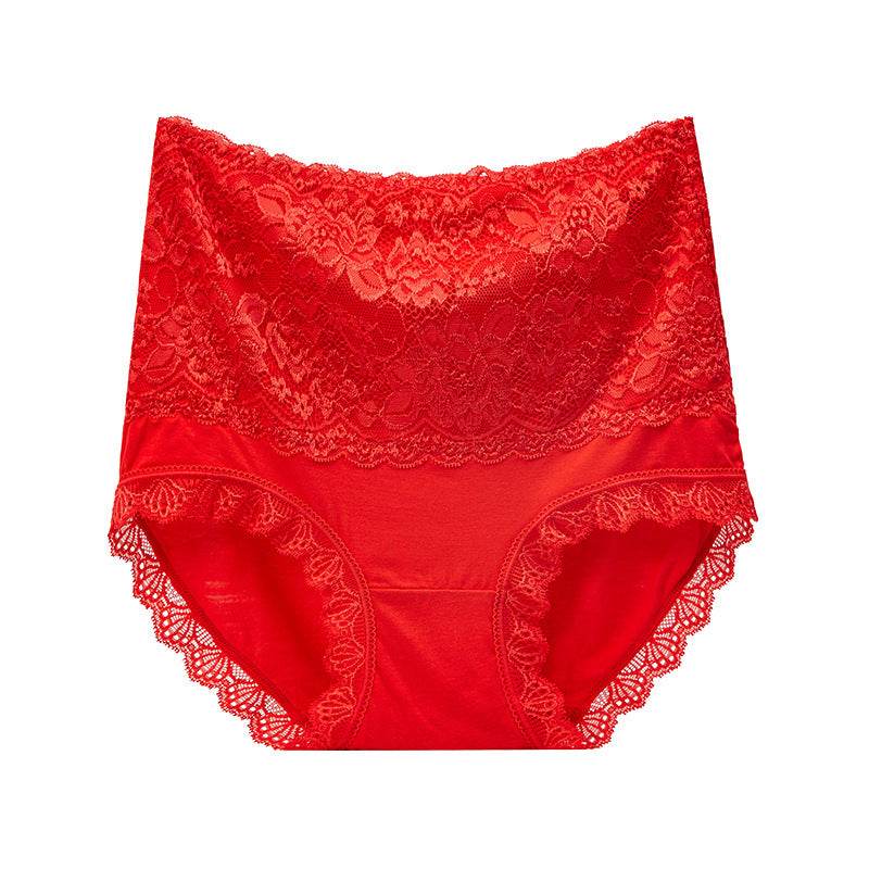High Waisted Abdomen And Hips Sexy Lace Underwear Women Briefs - Mubimart