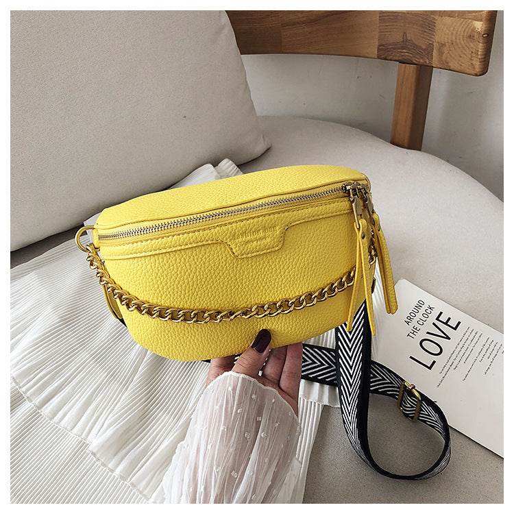 Womens Belt Bag PU leather Chain Fanny Pack Bananka Bag - Mubimart