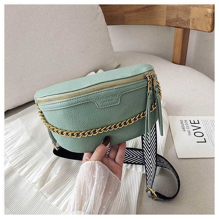 Womens Belt Bag PU leather Chain Fanny Pack Bananka Bag - Mubimart