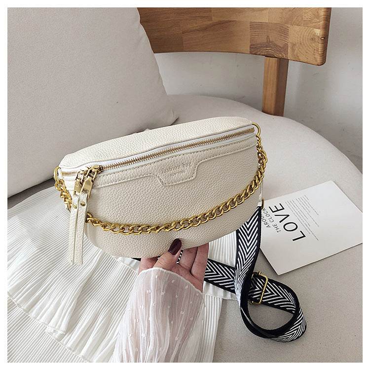 Womens Belt Bag PU leather Chain Fanny Pack Bananka Bag - Mubimart