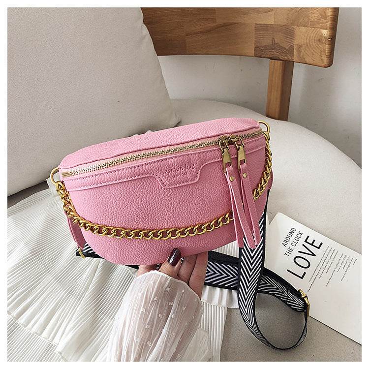 Womens Belt Bag PU leather Chain Fanny Pack Bananka Bag - Mubimart