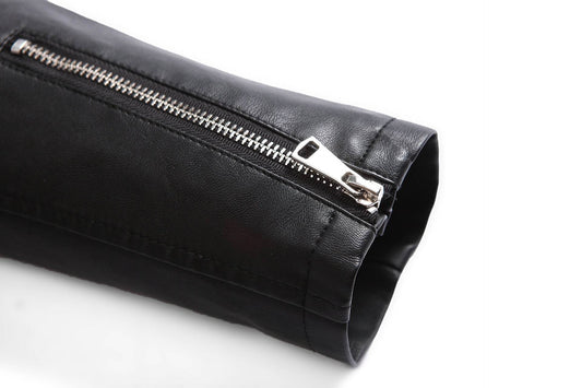 Men's Motorcycle Leather Jacket Jacket - Mubimart