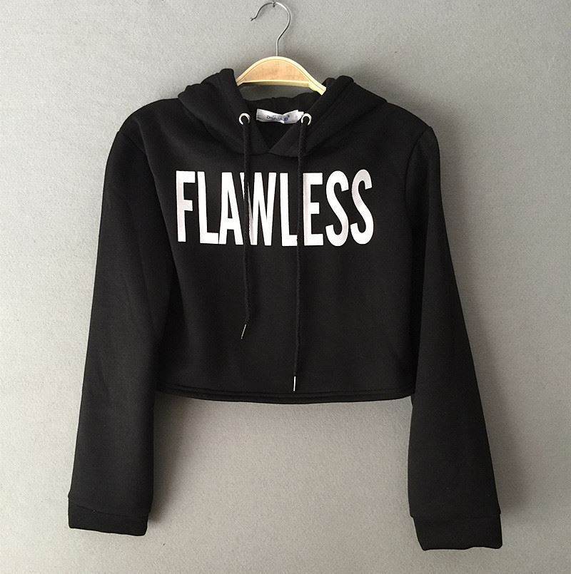 Women Winter Fleece Flawless Crop Top Sweatshirt - Mubimart