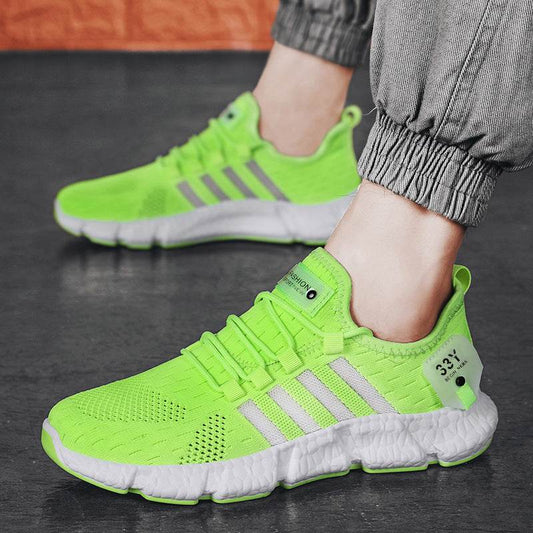 lying Weave Mens Running Shoes Lightweight Popcorn Sneakers Comfortable Walking Sports Shoes Keep Running Casual Shoes - Mubimart