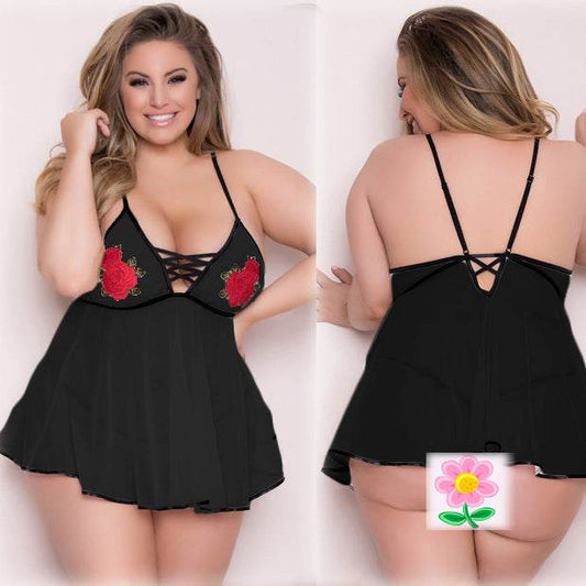 Lace Carved Sexy Lingerie Plus Size - Mubimart