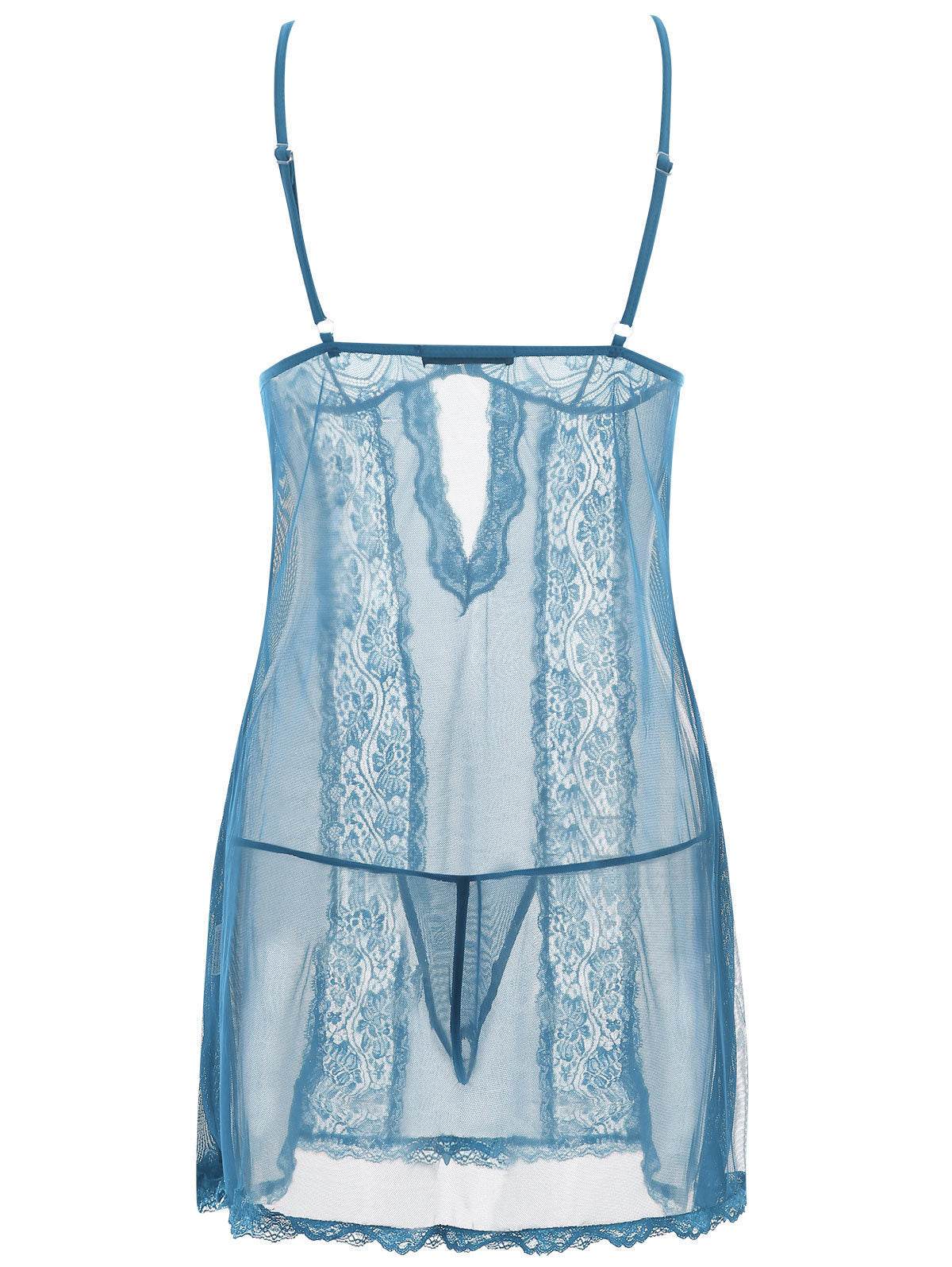 Lace Sling Long Skirt See-through Plus Size Nightdress Panties - Mubimart