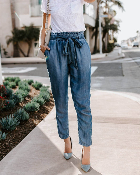 Awstring High Waist Office Cargo Loose Pants Jeans For Women - Mubimart
