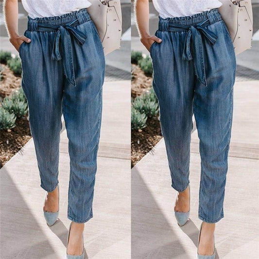 Awstring High Waist Office Cargo Loose Pants Jeans For Women - Mubimart