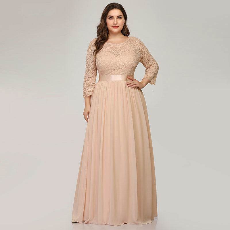 US Ever-Pretty Plus Size Floral Lace Bridesmaid Dresses Long Evening Party Gowns - Mubimart