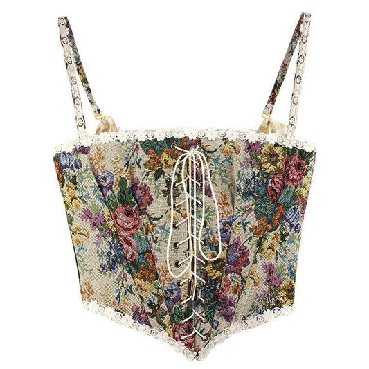 Lace Temperament Top In Jacquard Camisole - Mubimart