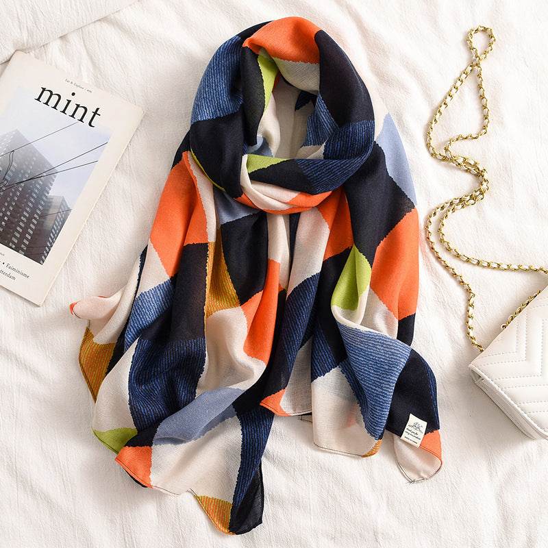 Scarf Women Winter Cotton Linen Thickened French Retro Shawl - Mubimart