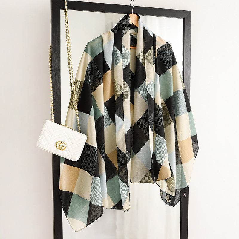 Scarf Women Winter Cotton Linen Thickened French Retro Shawl - Mubimart