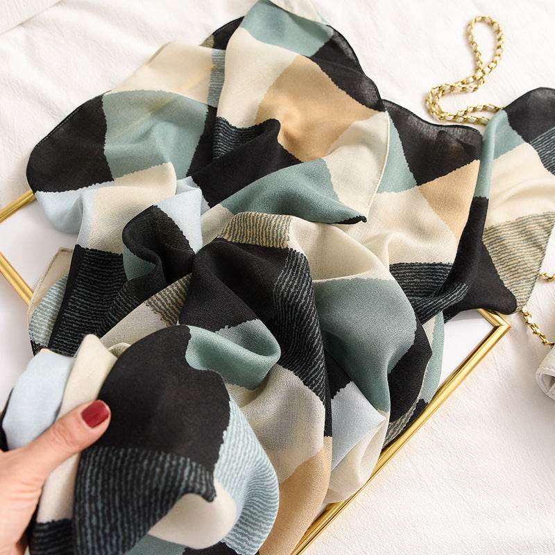 Scarf Women Winter Cotton Linen Thickened French Retro Shawl - Mubimart