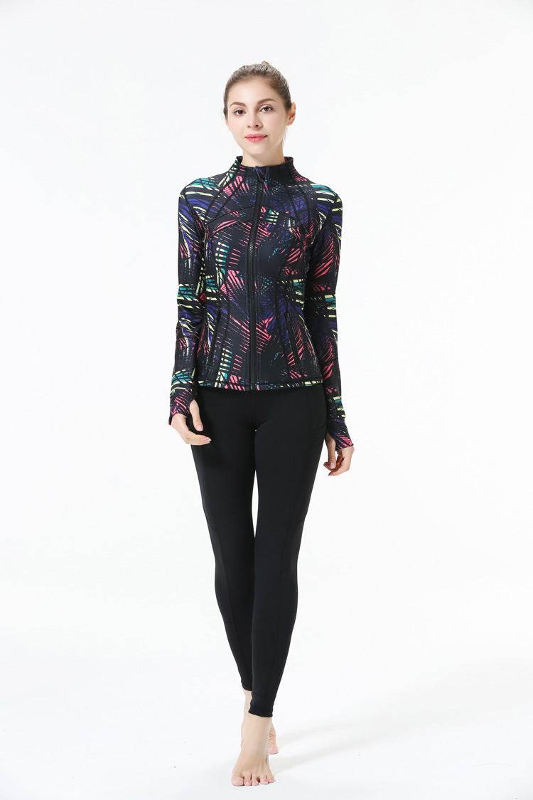 Sports Yoga Workout Clothes Top Long Sleeve Women Cardigan Jacket - Mubimart