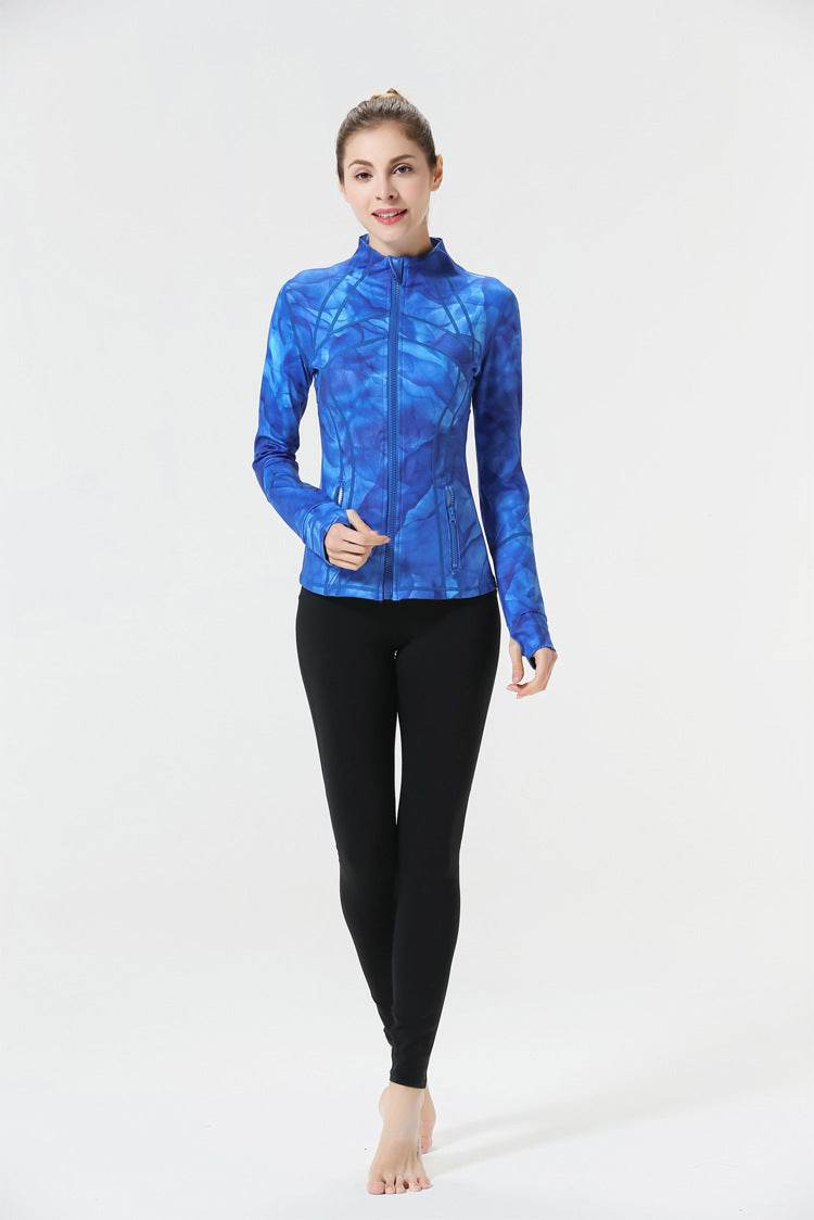 Sports Yoga Workout Clothes Top Long Sleeve Women Cardigan Jacket - Mubimart