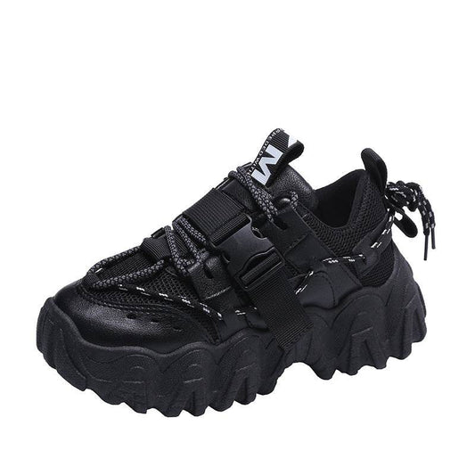 Casual Black Sports Daddy Shoes Women Instagram Fashion Shoes - Mubimart