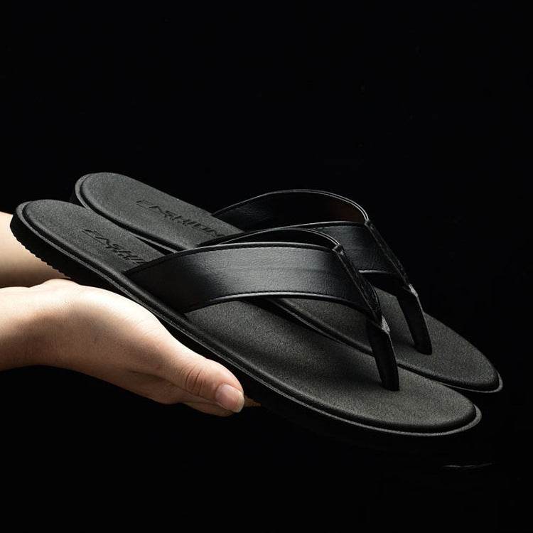 Flip-Flops Casual Leather Slippers Korean Style Sandals Personalized Sandals - Mubimart