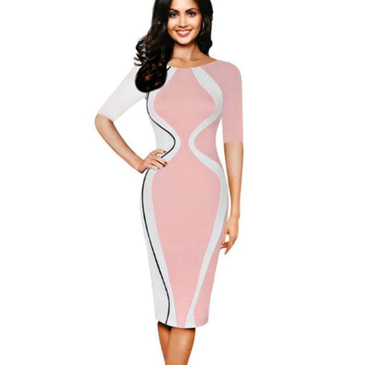 Women summer Work Office Bodycon Sheath Pencil Dress - Mubimart