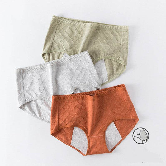 Women's Physical Pants Side Leak Proof Midwaist Cotton Breathable Briefs - Mubimart