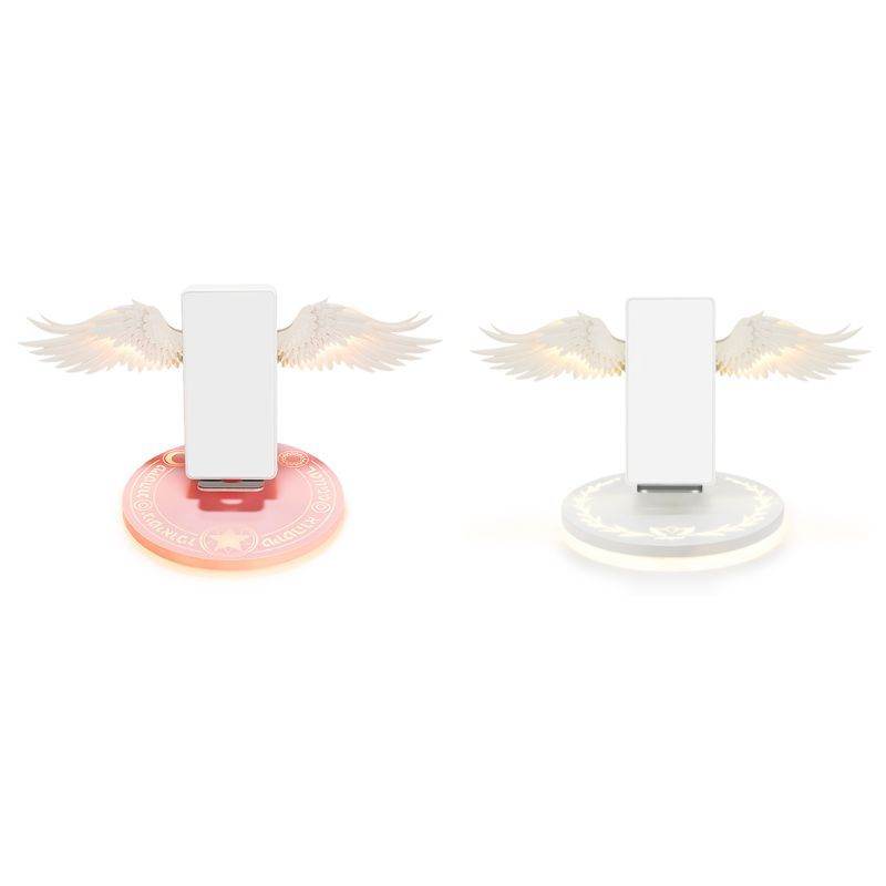 Universal Colorful LED Angel Wings Qi Wireless Charger Charge Dock For Mobile Phone Fast Charger - Mubimart