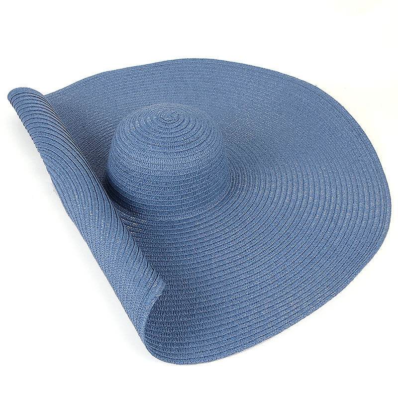 25CM Wide Brim Oversized Beach Hats For Women Large Straw Hat UV Protection - Mubimart