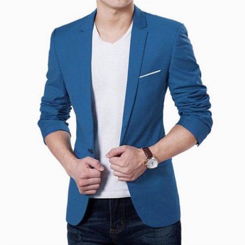 New Korean Men Blazer Casual Slim Fit Office Suit - Mubimart