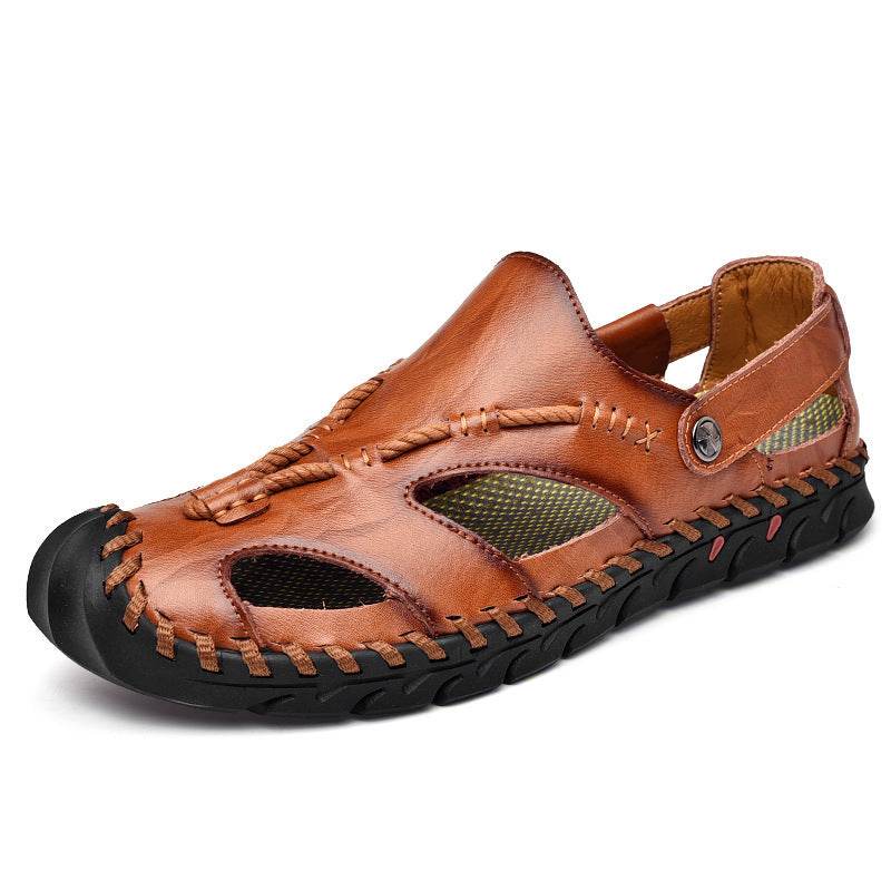 Fashion Simple Men's Casual Leather Sandals - Mubimart