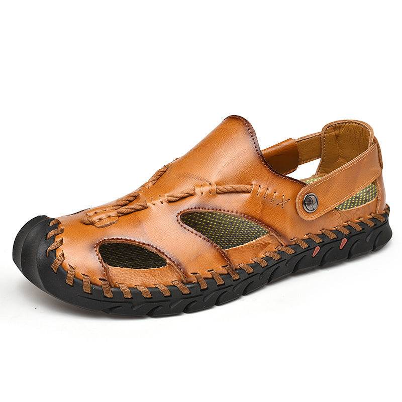 Fashion Simple Men's Casual Leather Sandals - Mubimart