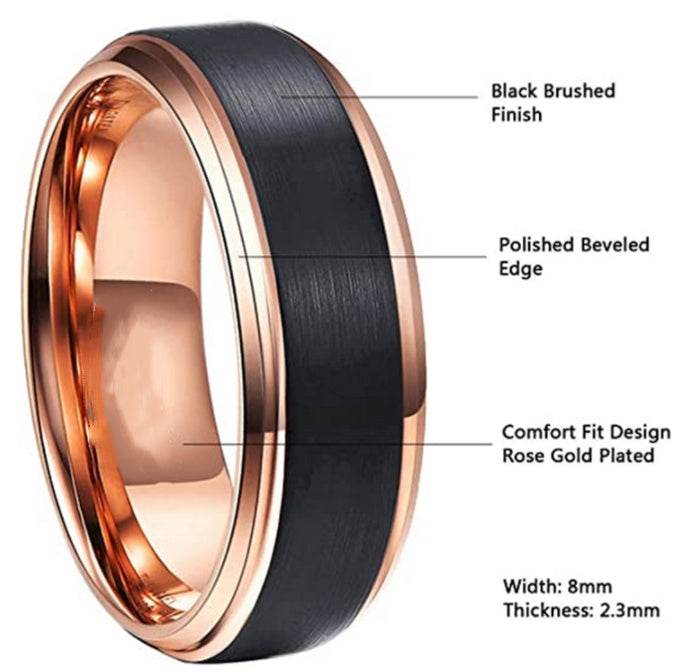 Two Tone Tungsten Steel Ring Men's Jewelry - Mubimart