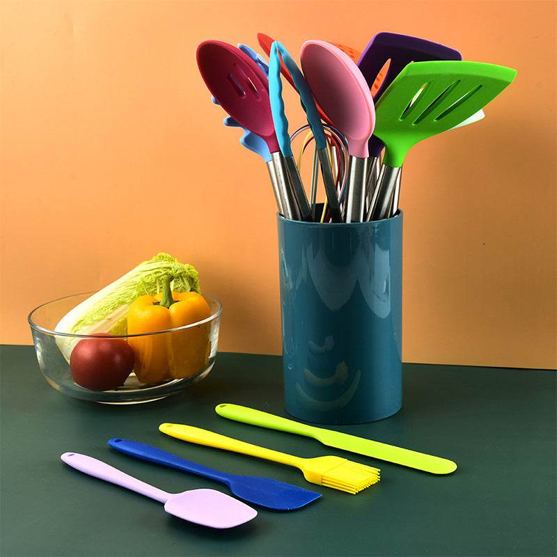 Color Silicone Kitchenware Set Silicone Cooking Shovel Spoon 14 Sets Of Kitchenware - Mubimart