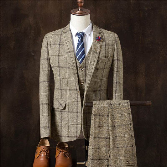 Men 3 Pieces Suit Set Men Wedding Suits Groom Tuxedos - Mubimart