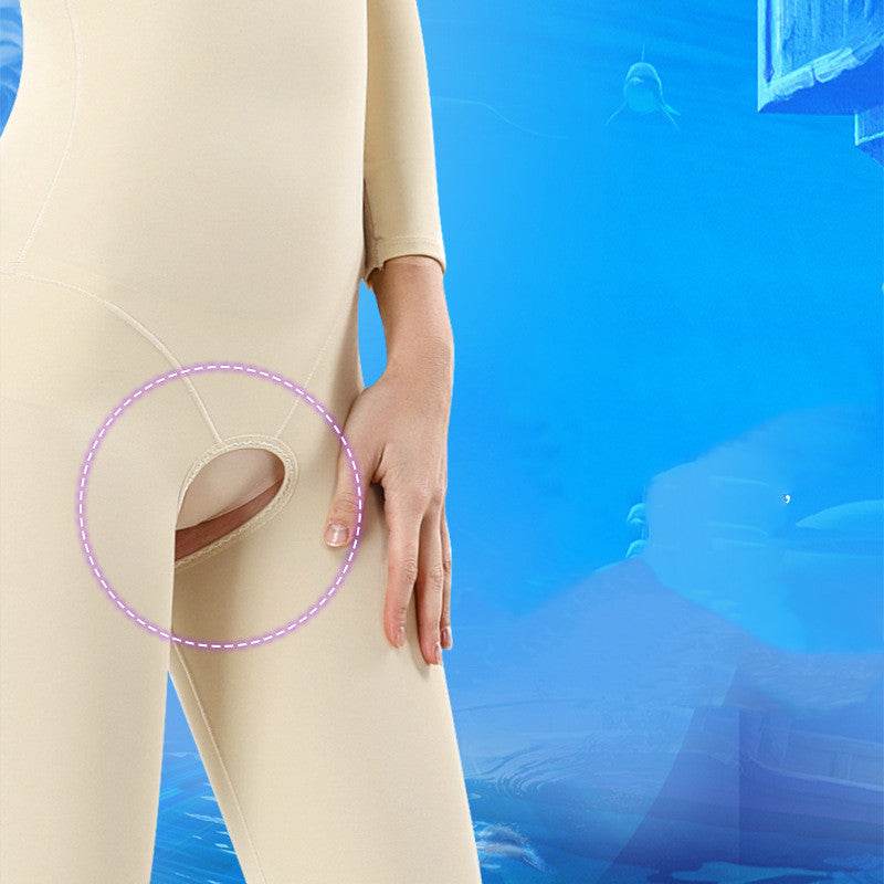 Shapewear One-Piece Bodysuit Fat Burning Abdomen Girdle Body Postpartum Hip Lifting Long Sleeve Trousers Thin Whole Body Seamless Women - Mubimart