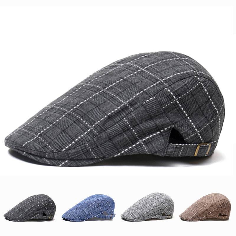 Peaked Cap Forward Cap Plaid Baseball Cap Visor Beret Sun Hat - Mubimart