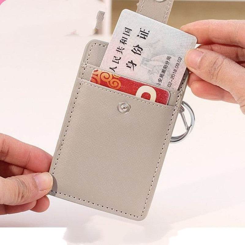 Student Lanyard Card Holder Key Chain Bus Card Subway Card Access Card Leather Hanging Neck Card Holder School Card Holder Meal Card Holder - Mubimart