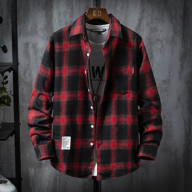 Plaid Shirt Jacket Men's Shirt Long Sleeve Casual - Mubimart