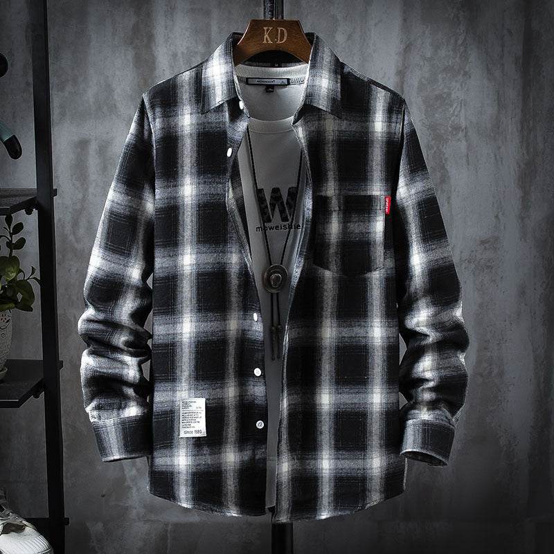 Plaid Shirt Jacket Men's Shirt Long Sleeve Casual - Mubimart