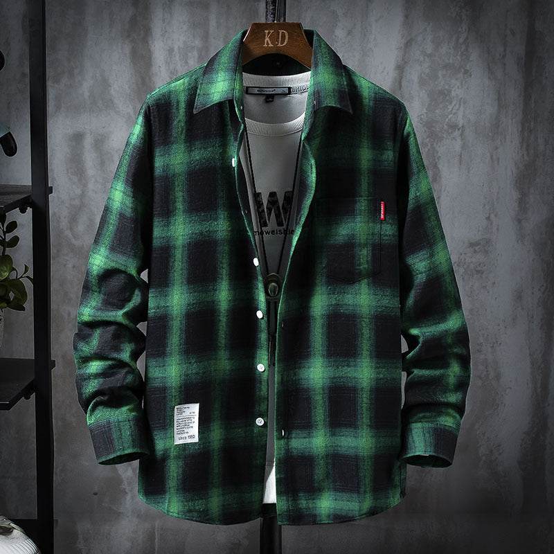 Plaid Shirt Jacket Men's Shirt Long Sleeve Casual - Mubimart